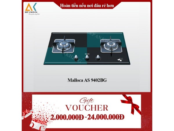 Bếp Gas Âm 2 Vùng Nấu Malloca AS 9402BG