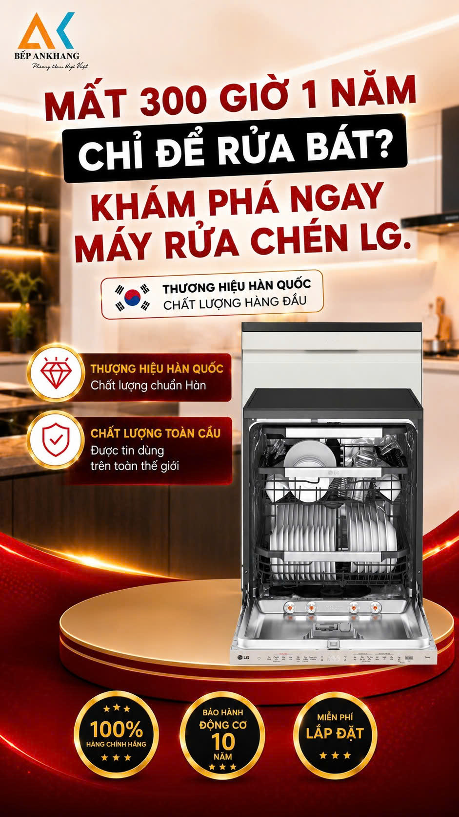 [AN KHANG] MÁY RỬA CHÉN BÁT LG - SẤY HÉ CỬA, SẠCH VÀ KHÔ HOÀN TOÀN